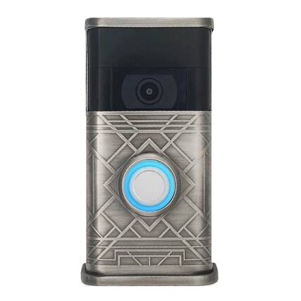 Front. Michael Healy - Art Deco Video Doorbell Cover (Ring 2nd Gen) - Antique Pewter.