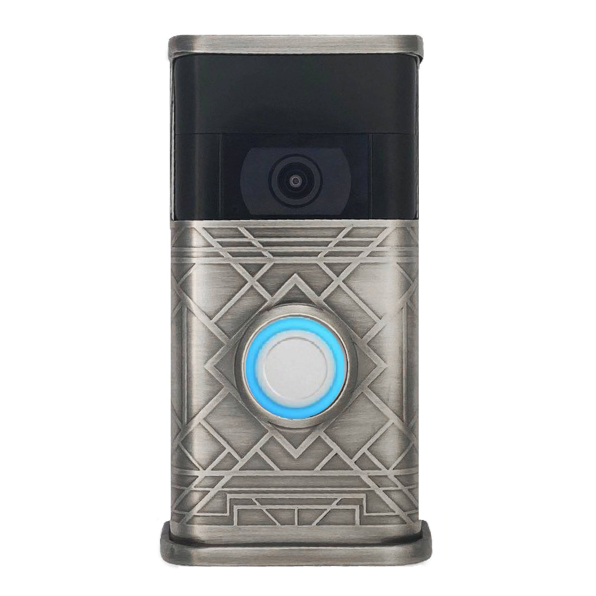 Front. Michael Healy - Art Deco Video Doorbell Cover (Ring 2nd Gen) - Antique Pewter.