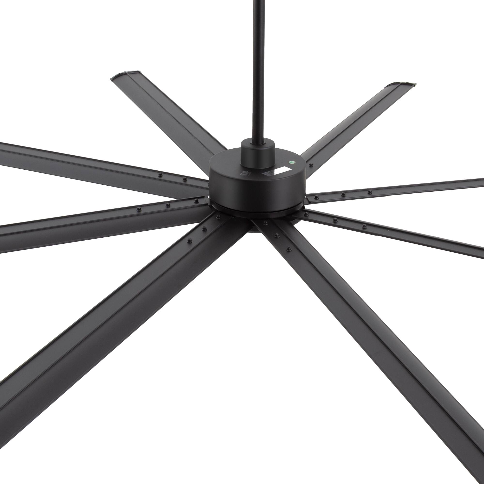 Alt View 8. Breezary - 84/96/120 Inch Extra Large HVLS Commercial Ceiling Fan, No Light, Aluminum Blades, DC Motor, Remote, 3 Downrods Included - 96-in Black.