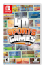 The text on the image reads: "40 SPORTS GAMES in 1 - EVERYONE 10+ - ENFANTS d'ADULTES - ESRB M - MAXIMUM ENTERTAINMENT - NINTENDO SWITCH."