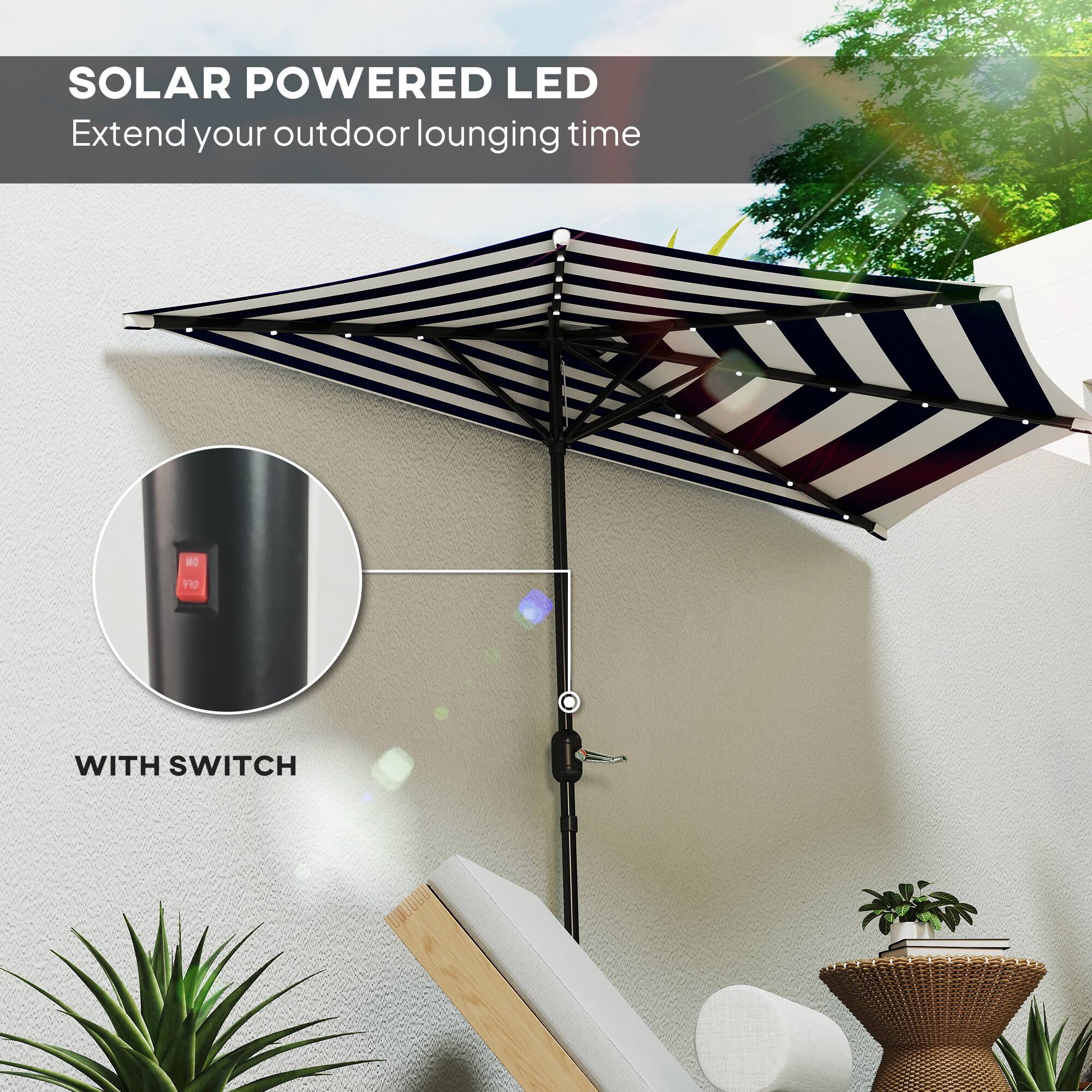 SOLAR POWERED LED
Extend your outdoor lounging time
WITH SWITCH