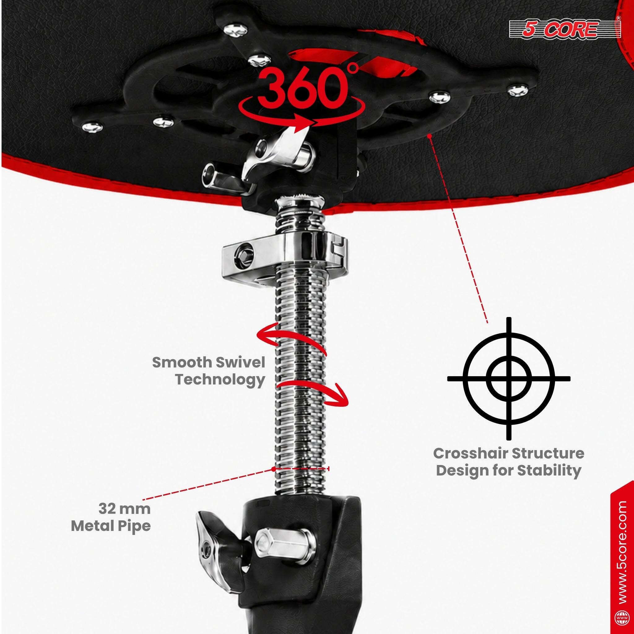 360° 5 CORE I Smooth Swivel Technology 32 mm Metal Pipe Crosshair Structure Design for Stability  
www.5core.com