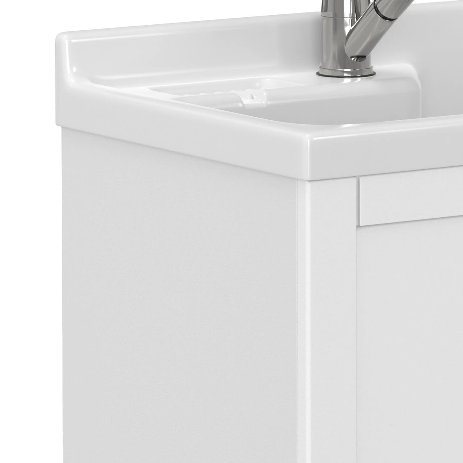 Alt View 5. Simpli Home - Kyle All-In-One 28-inch Laundry Utility Sink and Cabinet and ABS Sink - Pure White.