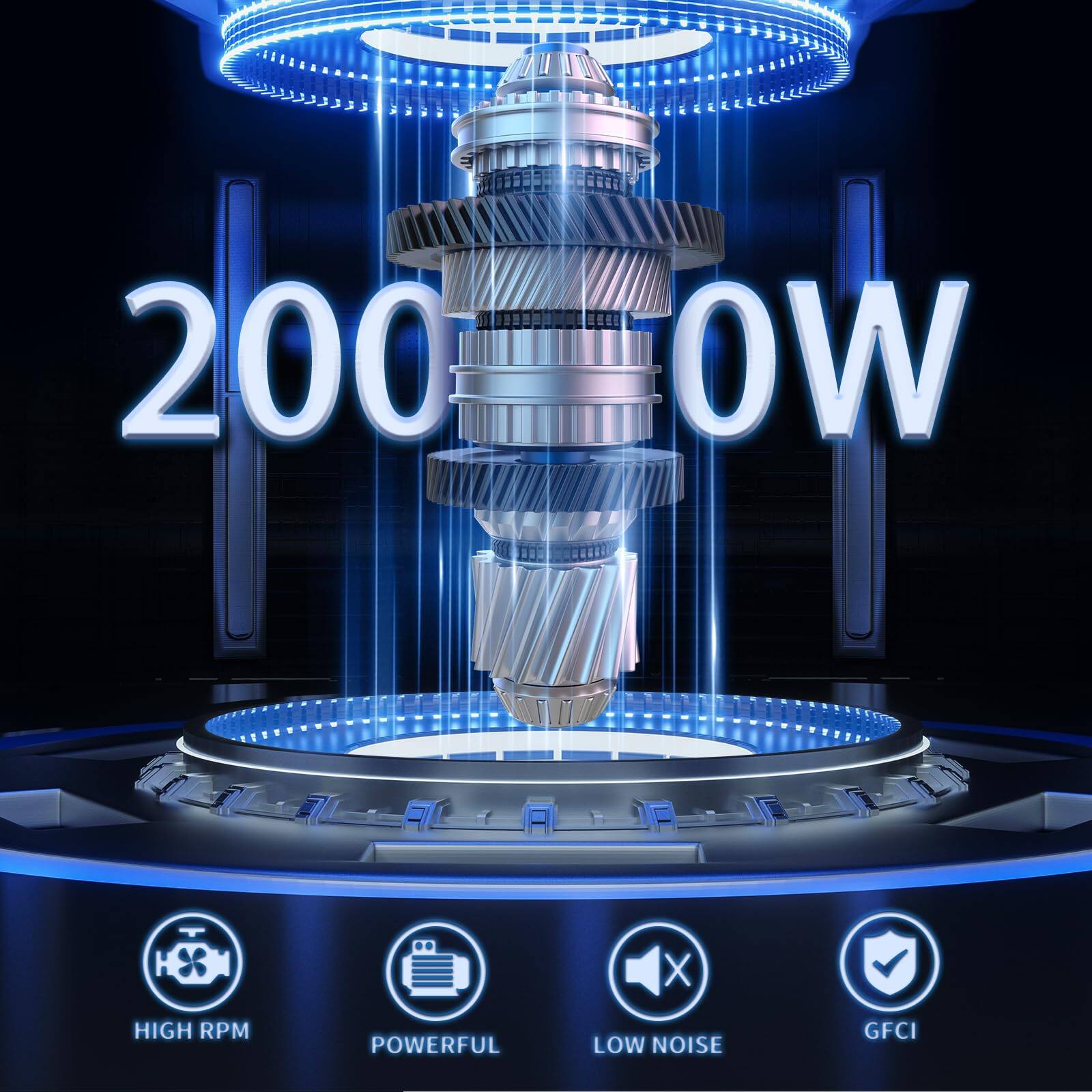200 - W HIGH RPM POWERFUL LOW NOISE GFCI