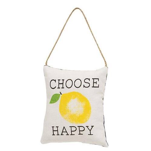 BreeBe - *Choose Happy Lemon Pillow Ornament - Multicolor