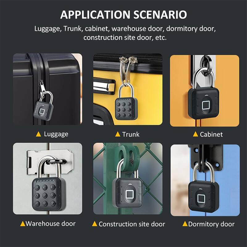 APPLICATION SCENARIO

Luggage, Trunk, cabinet, warehouse door, dormitory door, construction site door, etc.

- Luggage
- Trunk
- Cabinet
- Warehouse door
- Construction site door
- Dormitory door