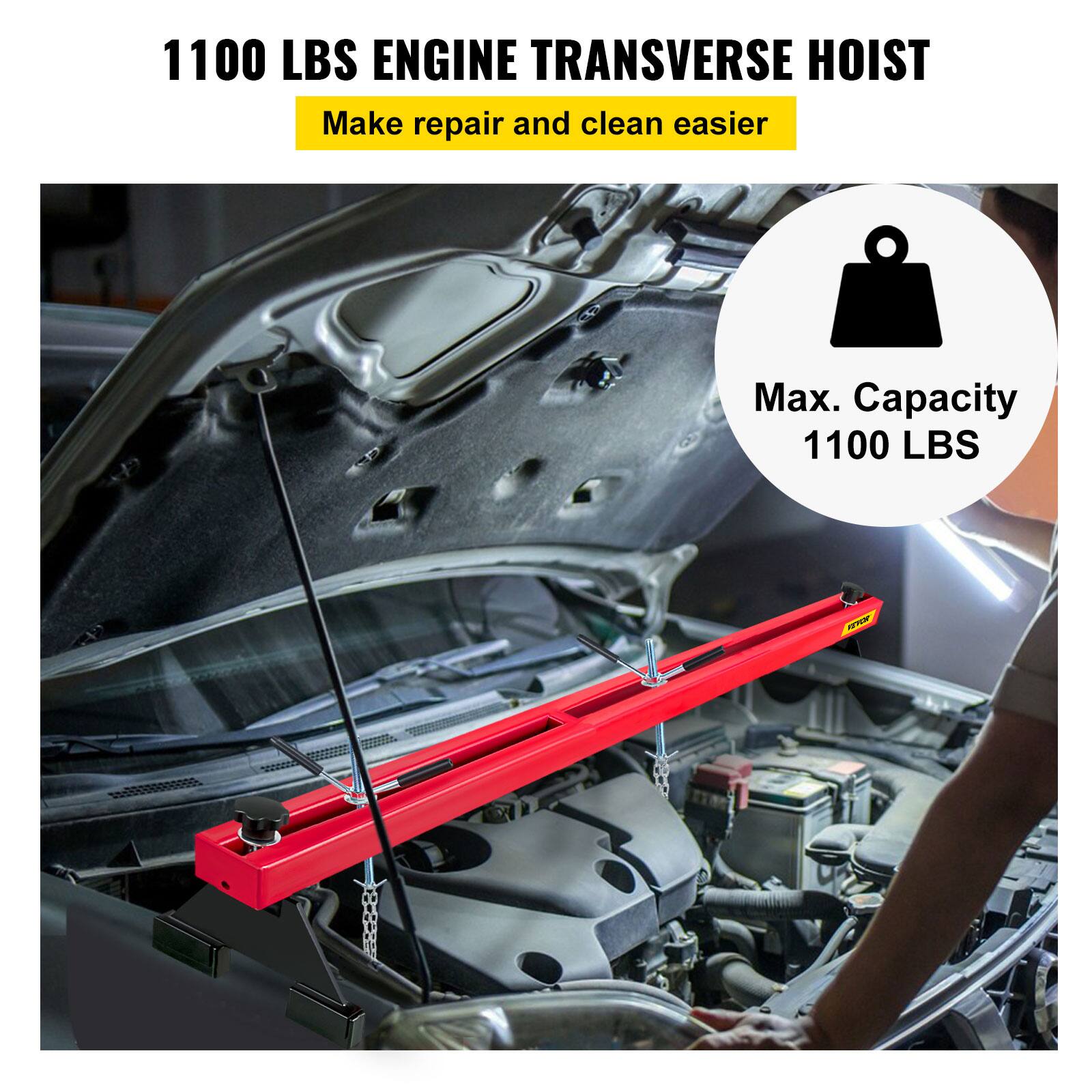 1100 LBS ENGINE TRANSVERSE HOIST
Make repair and clean easier
Max. Capacity 1100 LBS