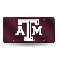 Front. Rico Industries - Texas A&M Aggies Red Mirrored Laser Cut License Plate Laser Tag - Multi.