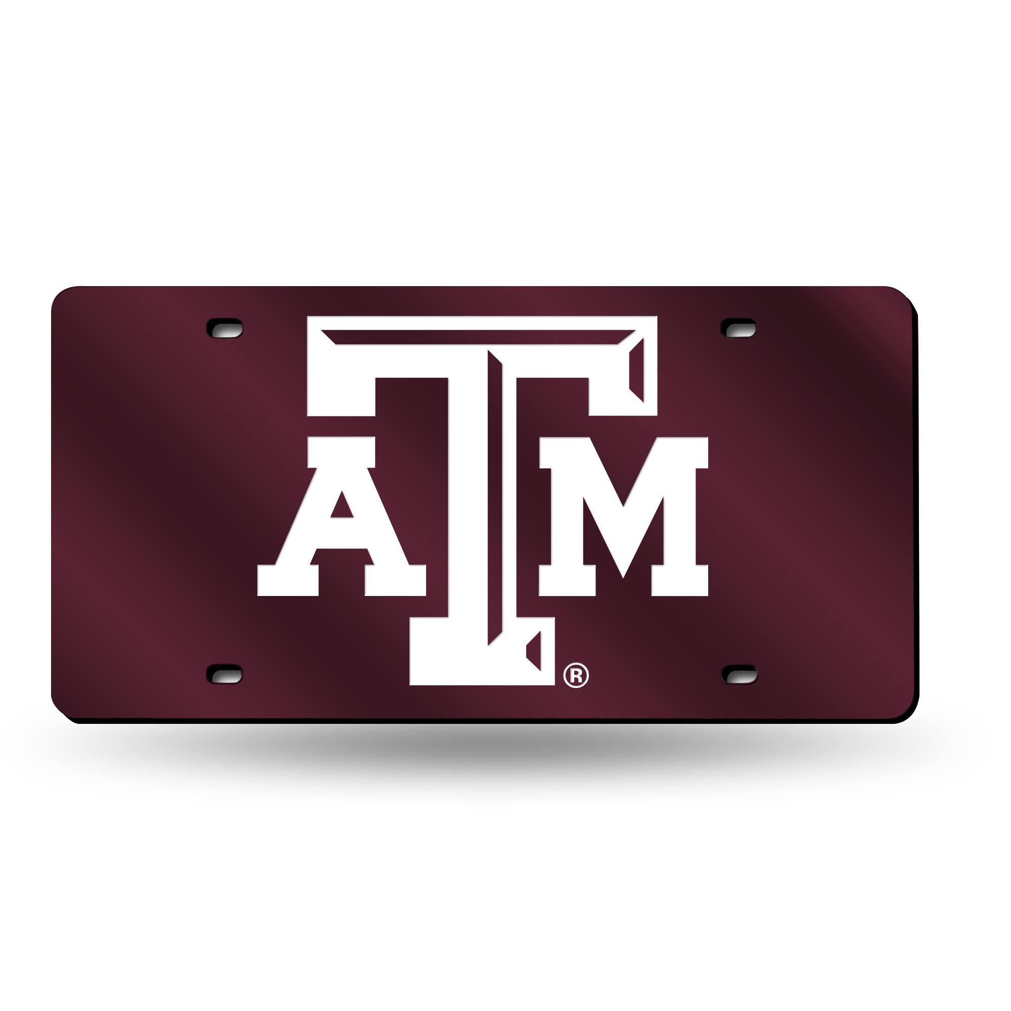 Texas A&M Aggies - Mirrored Look - Red Laser Cut License Plate