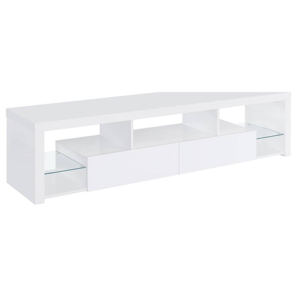 Front. Coaster Co. of America - Jude 2-drawer Engineered Wood 71" TV Stand High Gloss White - White.