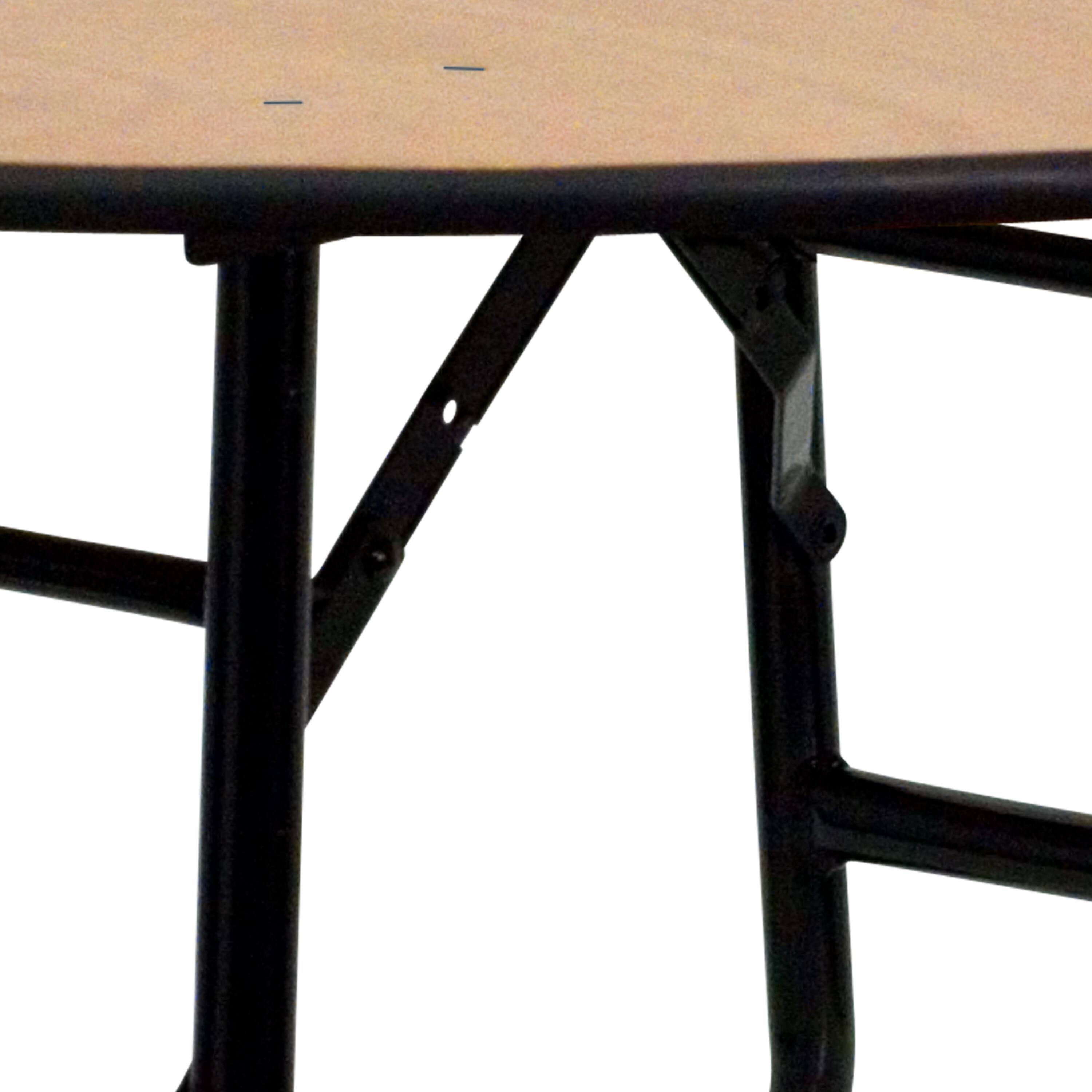 Alt View 19. Alamont Home - 4-Foot Round Wood Folding Banquet Table with Clear Coated Finished Top - Natural.