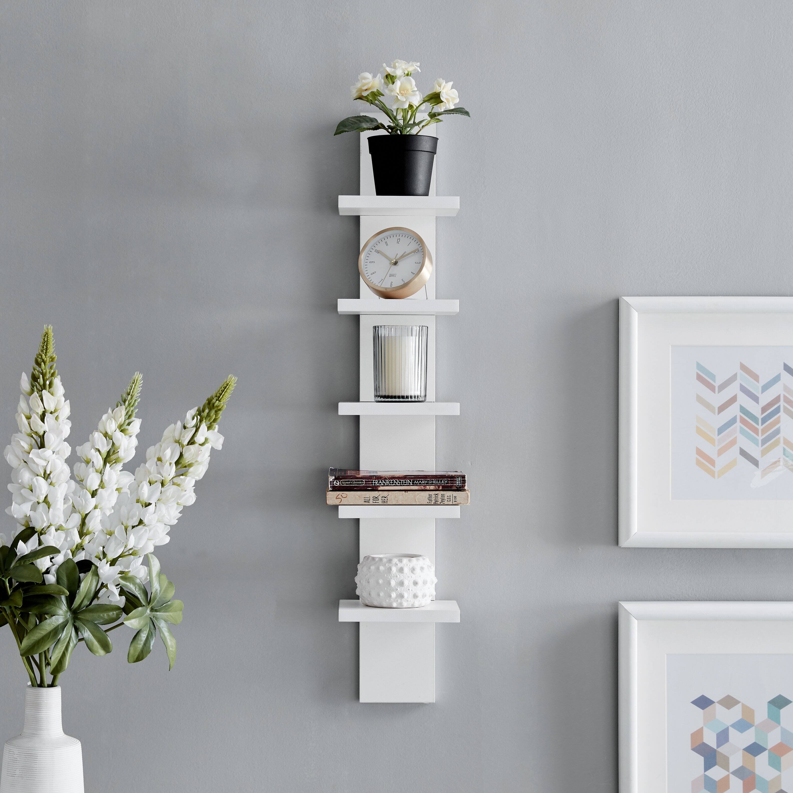 Back. Danya B - Utility Column Spine Wall Shelves - White - White.