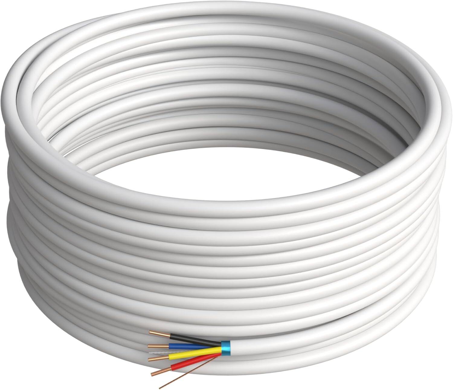 Left. Cables Direct Online - 500ft 22/4 Solid CCA Shielded Alarm Cable, 22AWG 4 Conductor Wire for Security, Fire, Doorbell Systems - White.