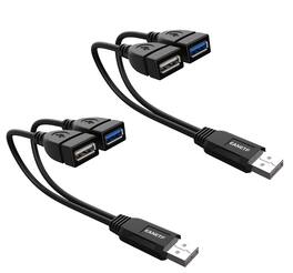 DORLUKFU - USB 3.0 Female to Dual USB Male Splitter Cable, 2 Pack