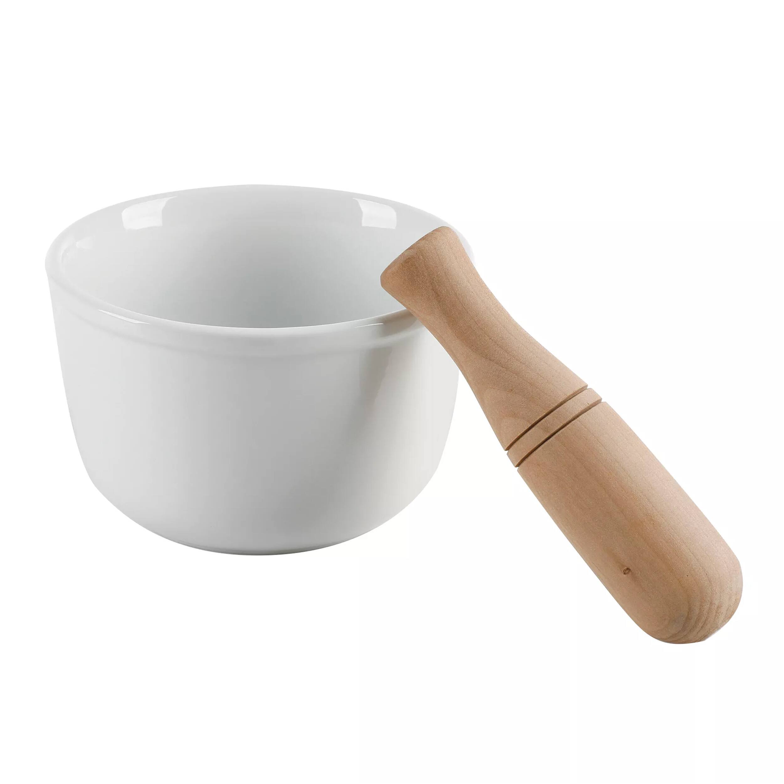 Front. Our Table - Our Table Simply White 24 Ounce Porcelain Mortar and Pestle Set - White.
