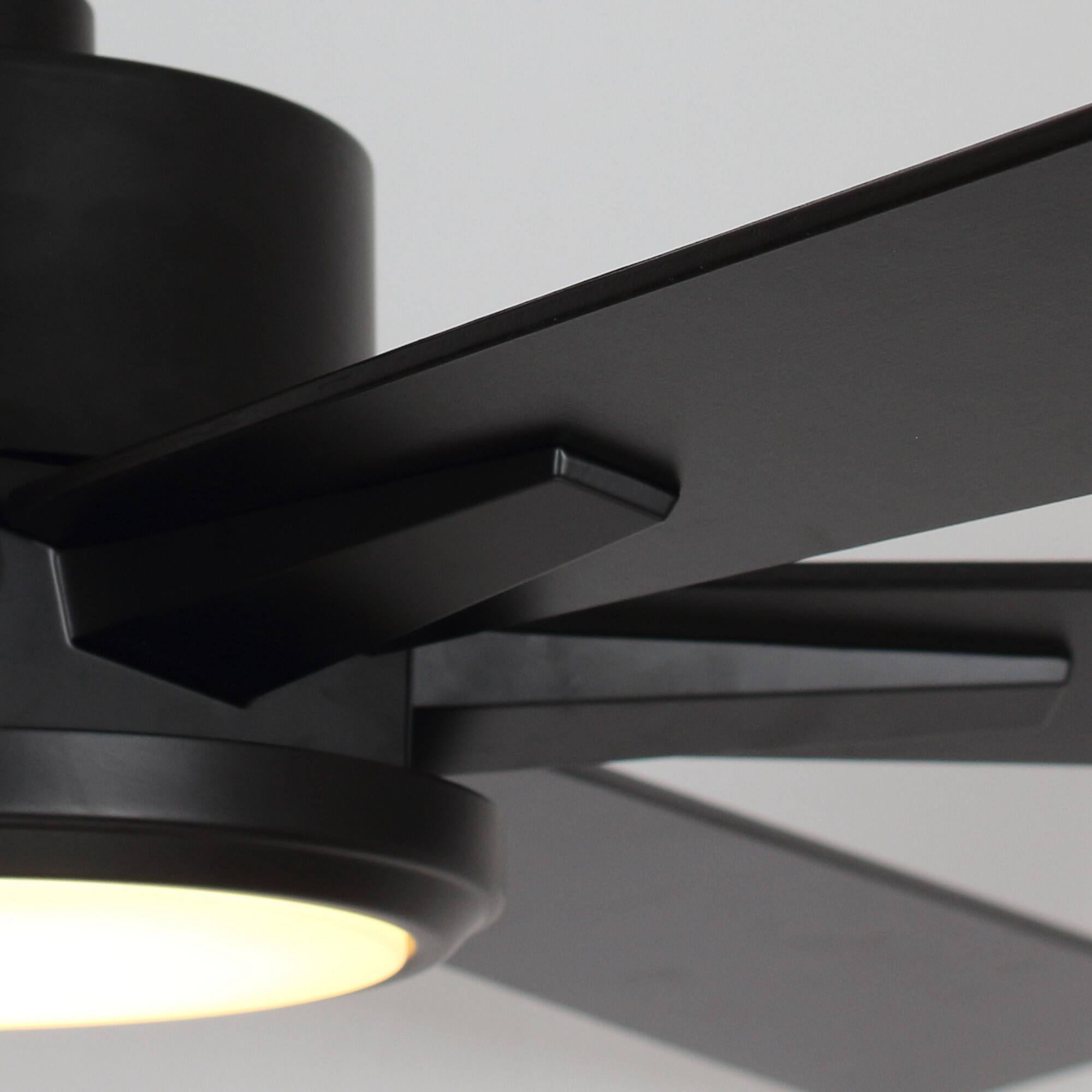 Alt View 1. Parrot Uncle - 65" Modern 6-Blade Black LED Ceiling Fan with Remote Control - Black.