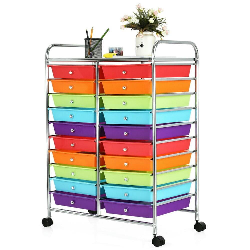 Alt View 5. Pefilos - 20-Drawer Storage Rolling Cart Studio Organizer, Craft Organizers and Storage, Multipurpose Organizer Cart for Home - Red.