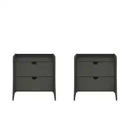 Manhattan Comfort - Coney Mid-Century Modern 20" Nightstand - Set of 2 - Charcoal Gray
