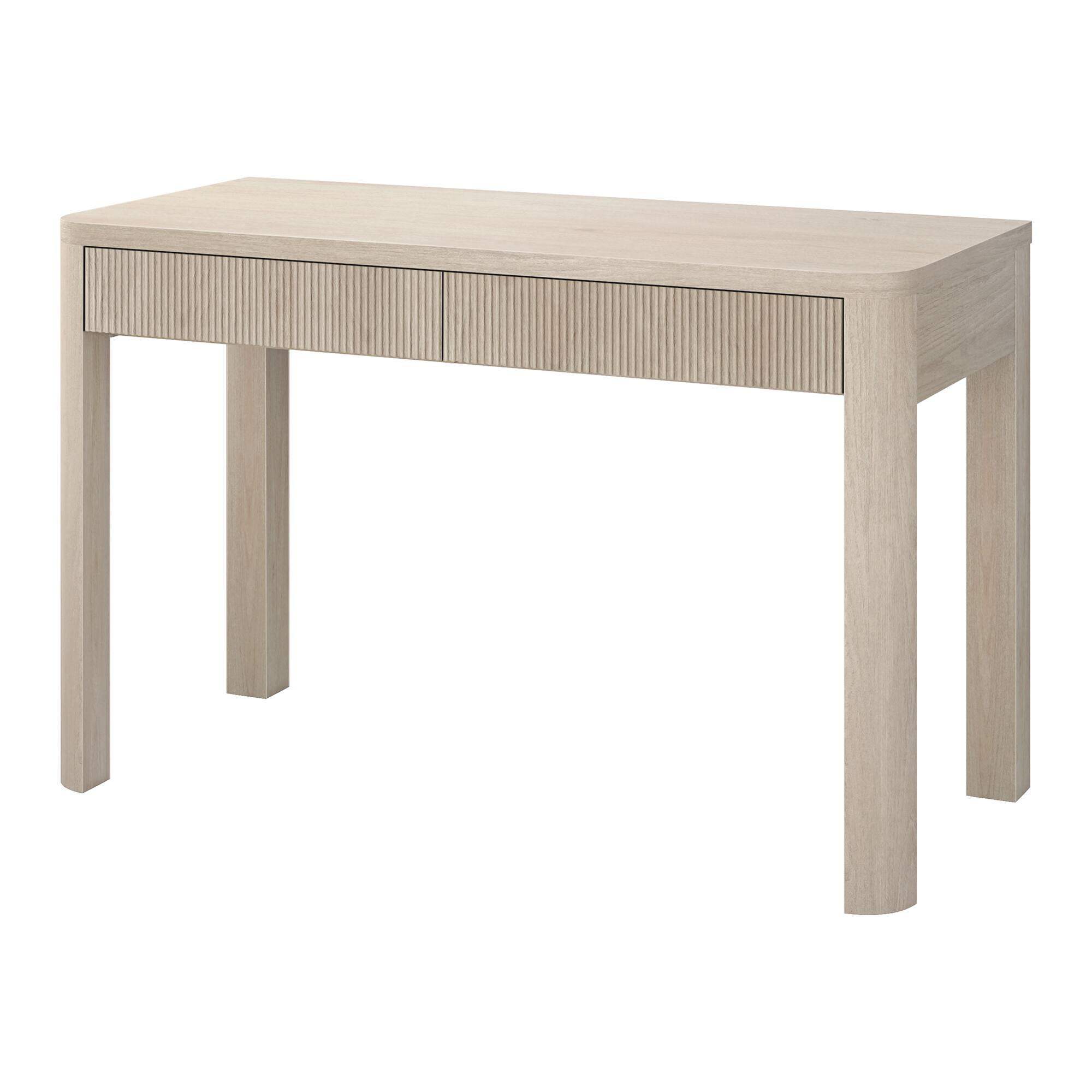 Alt View 2. Hudson&Canal - Mendoza 48" Wide Rectangular Fluted Desk - Alder White.