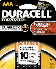 Front. Duracell - AAA Batteries (8-Pack) - Black.