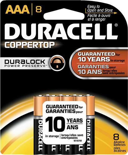 Front. Duracell - AAA Batteries (8-Pack) - Black.
