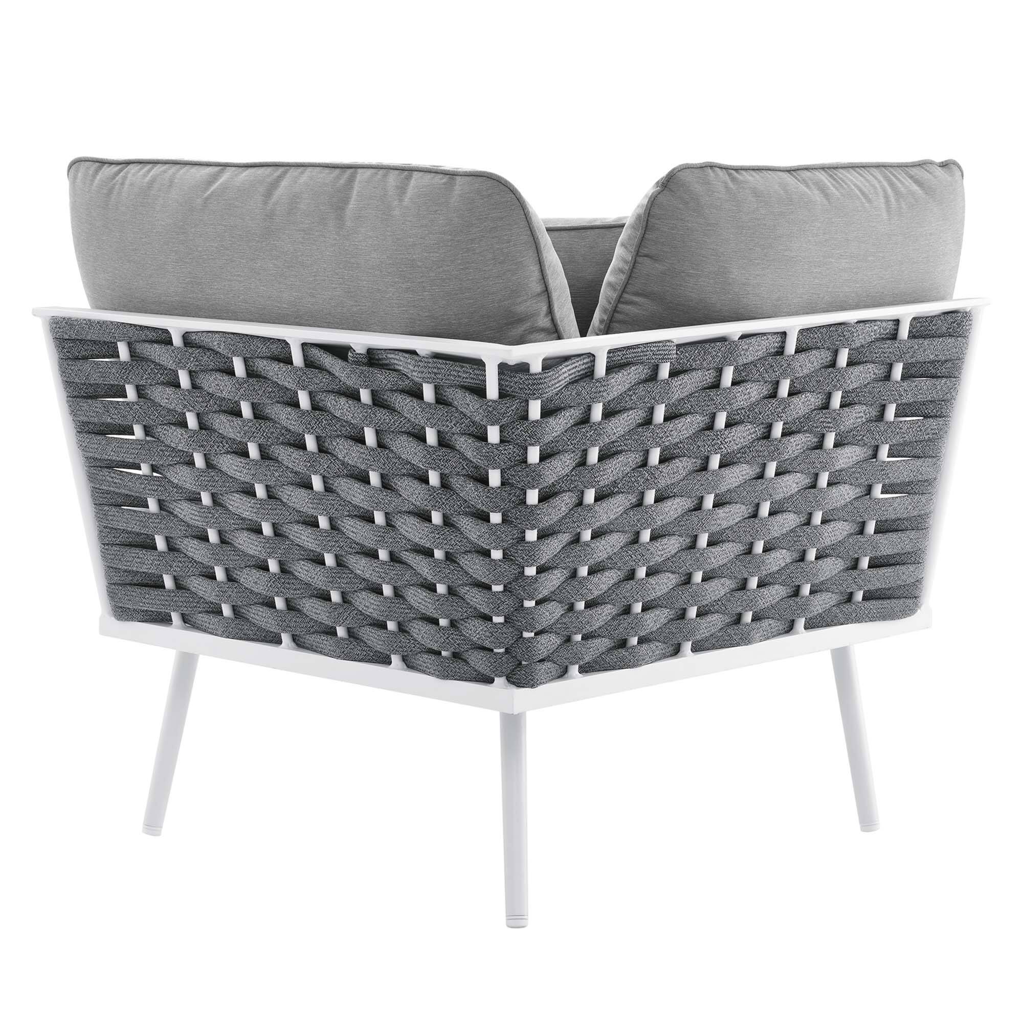 Alt View 6. Modway - Stance 4-Piece Outdoor Aluminum Sectional Sofa Set - White Gray.