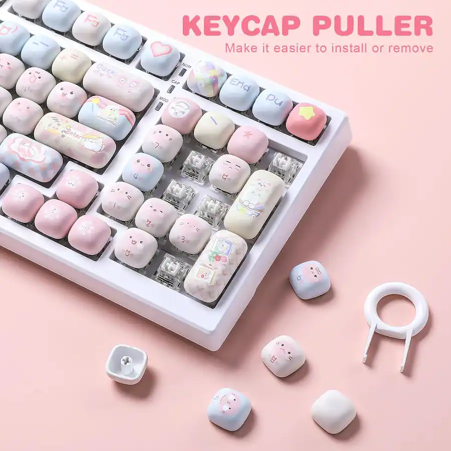 Wikistore Cute Kitten Custom Keycaps, 141 Keys Dye Sub PBT MOG Profile ...