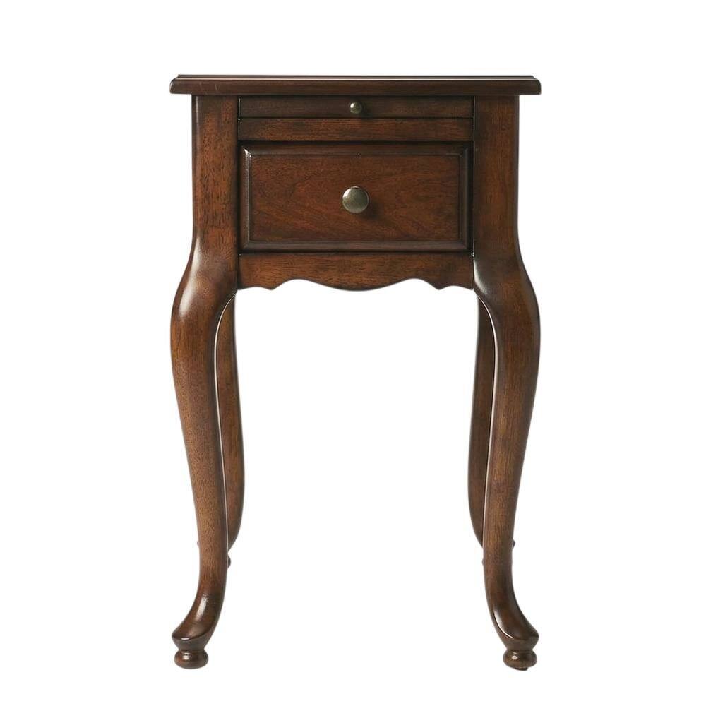 Left. Starlight Canyon Home - Traditional Chairside Table with Drawer, Wood End Table for Living Room - Dark Brown.