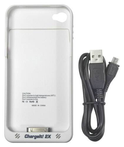 Front. Digital Treasures - ChargeIt! 2X Charging Case for Apple® iPhone® 4 and 4S - White.