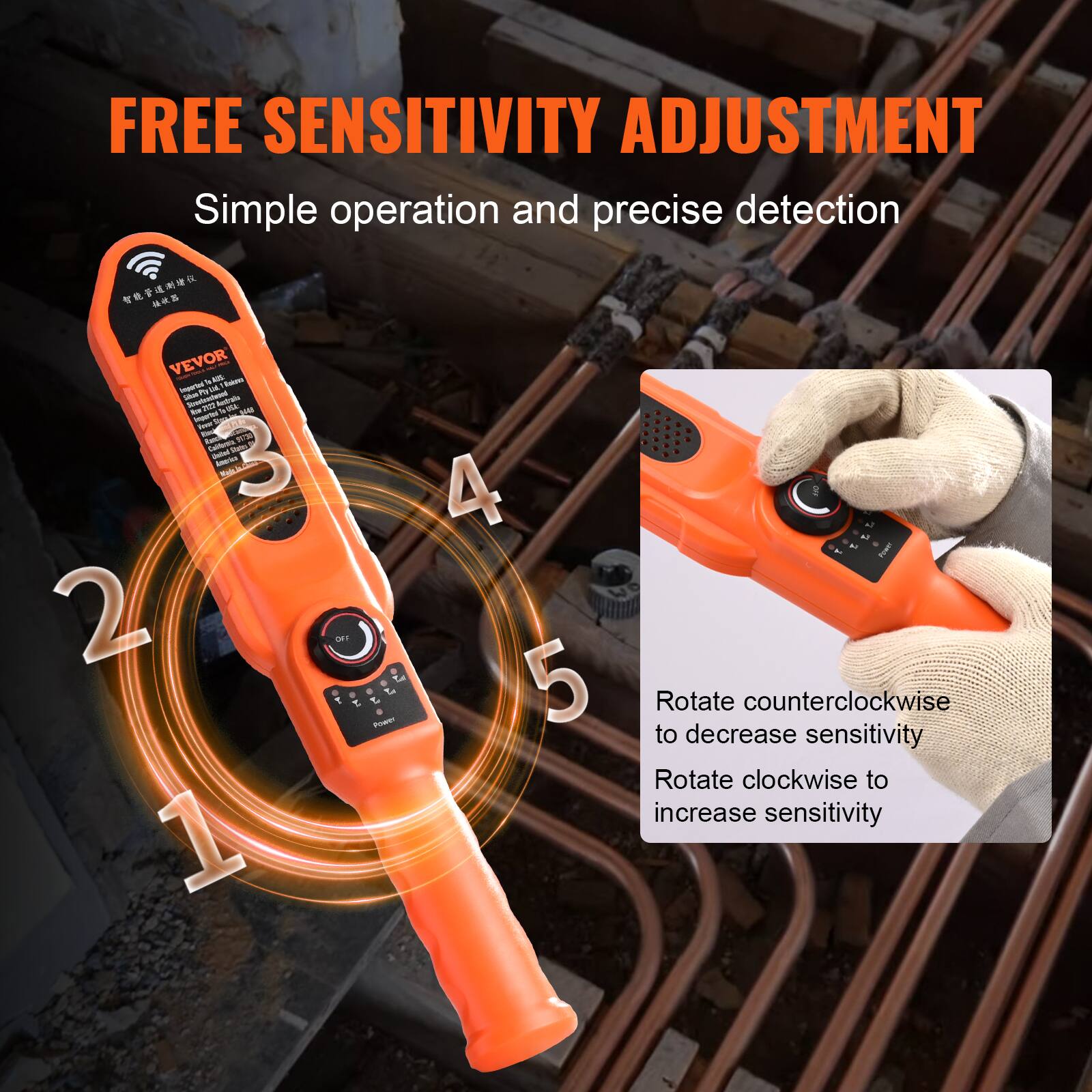FREE SENSITIVITY ADJUSTMENT  
Simple operation and precise detection  

Rotate counterclockwise to decrease sensitivity  
Rotate clockwise to increase sensitivity