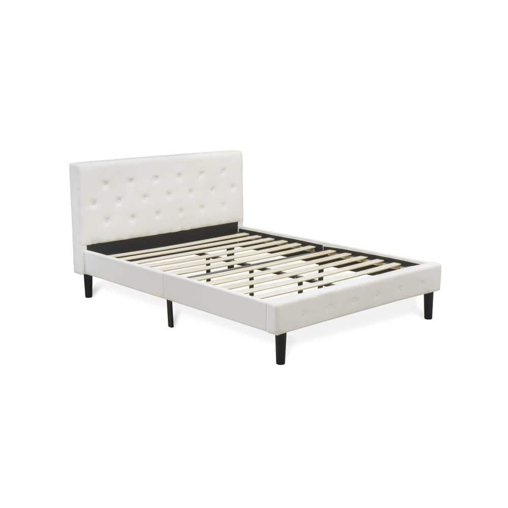 Photos - Bed EAST West Furniture - NL19Q-2HA05 3 Pc Queen room Set - 1 Queen Fabric Headboard and 2 Wood Nightstand - White Finish