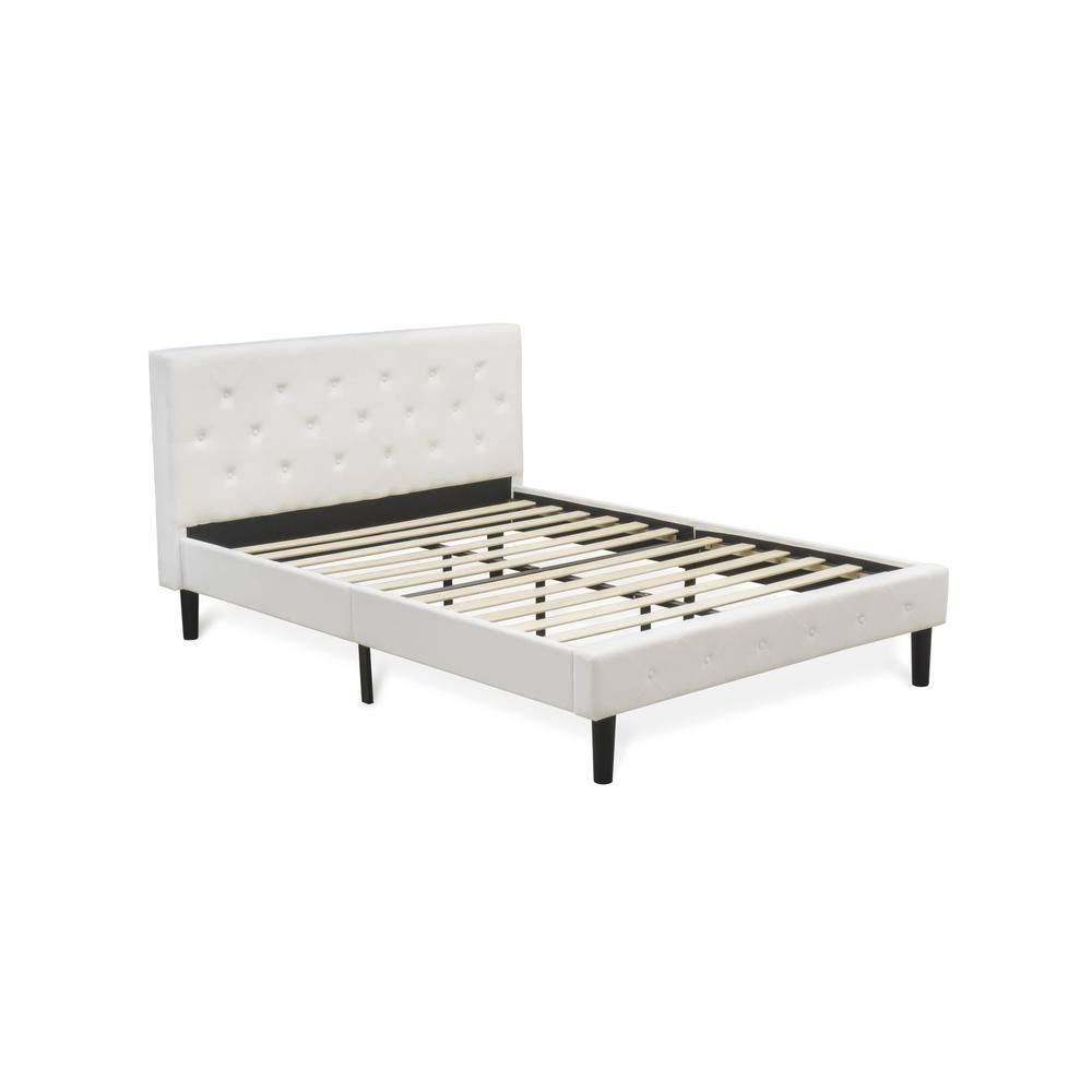 Front. East West Furniture - NL19Q-2GO13 3 Piece Bed Set - 1 Bed White Velvet Fabric Headboard and 2 Night Stands for Bedrooms - Burgundy Finish - White Velvet.