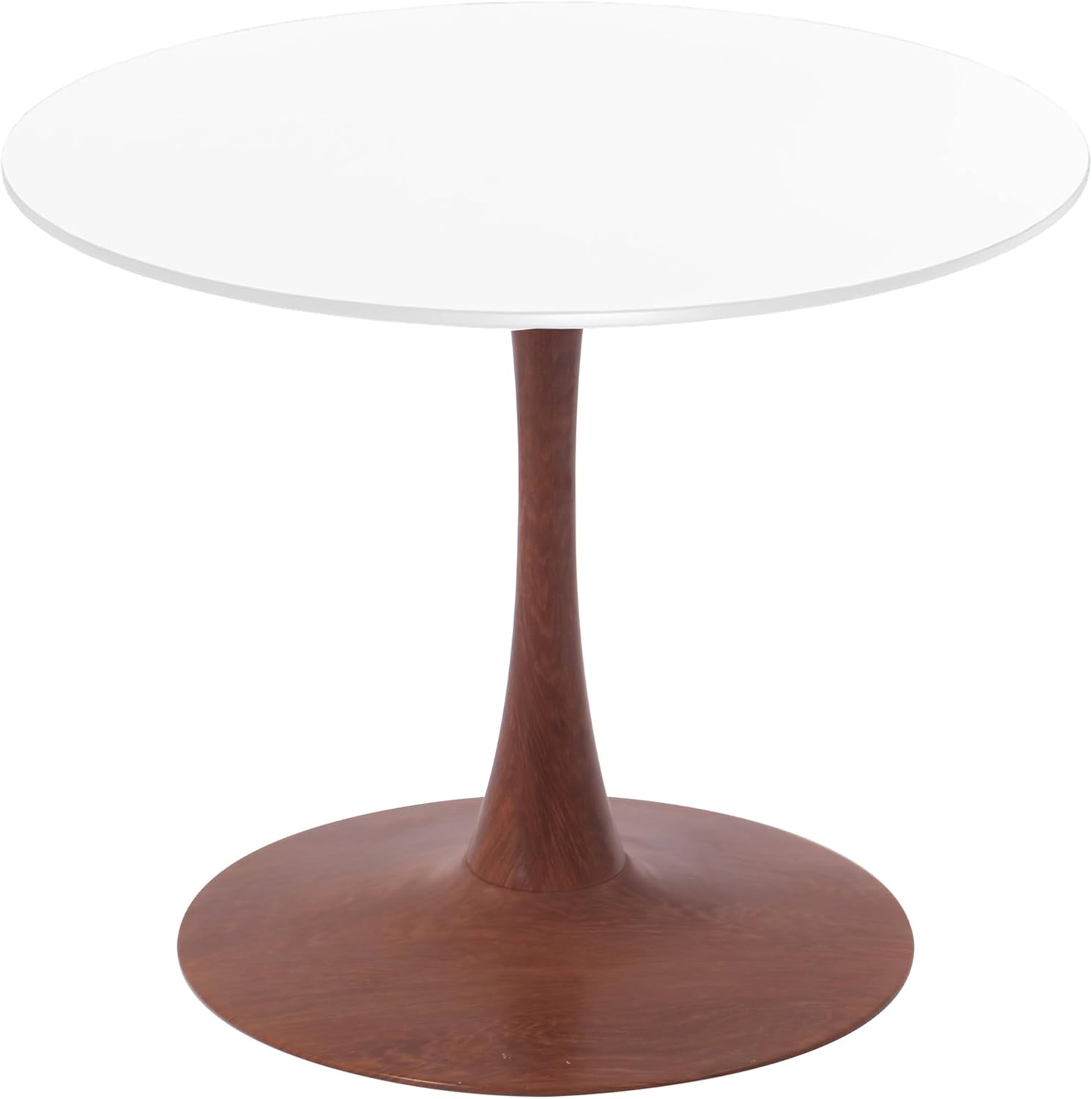 Alt View 2. LeisureMod - Bristol 24 in. Round Dining Table – MDF Top with Cherry Coated Steel Pedestal Base, Modern Accent Table - White.