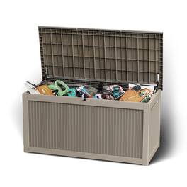 Mondawe - 260 Gallons Resin All-Weather Easy-Assembly Outdoor Storage Box - Light Brown