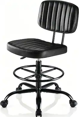 Sweet - Armless Drafting Chair, Low Back Office Seat with Adjustable Footrest Ring for Standing Desk, Lab, Counter - Black