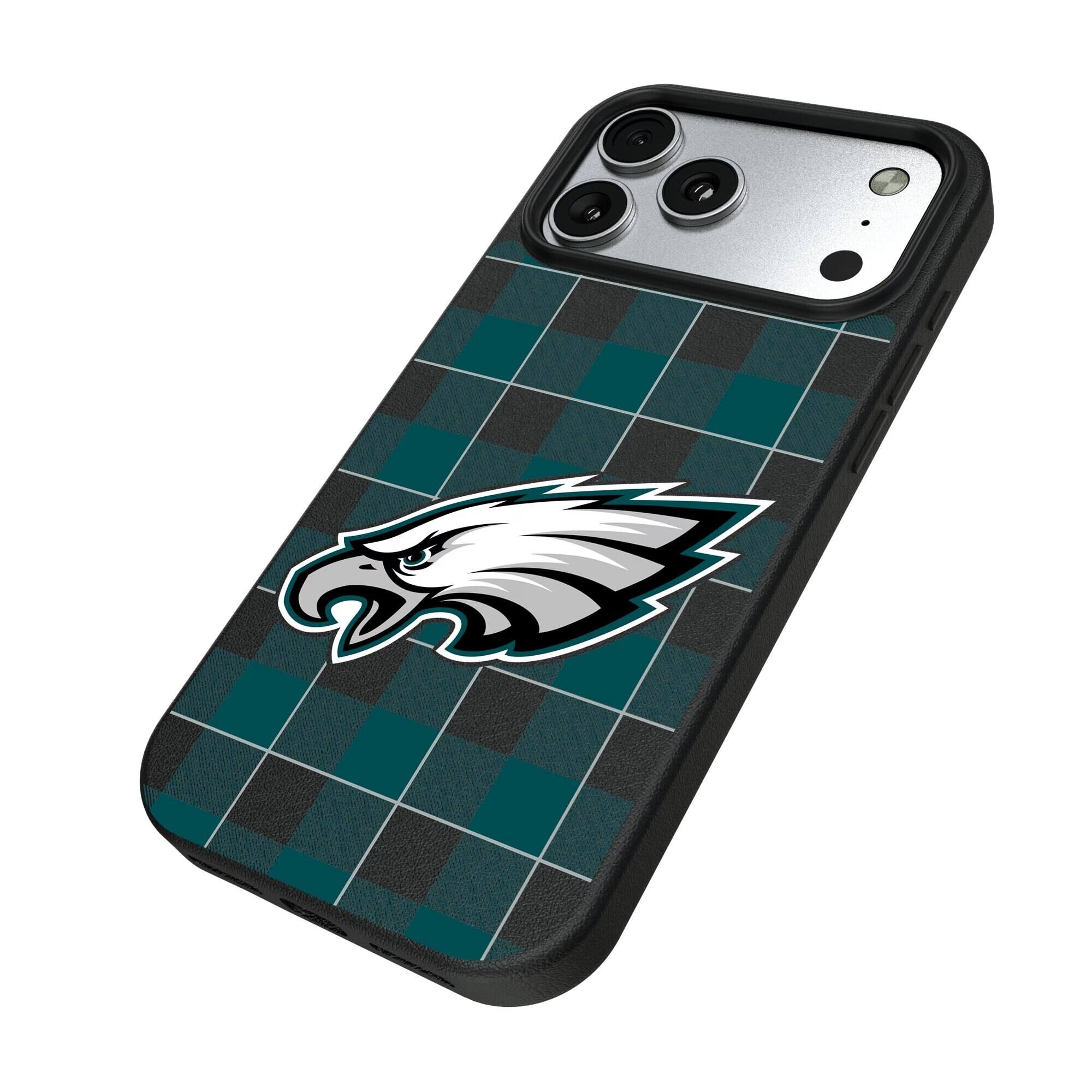 Alt View 1. Keyscaper - Philadelphia Eagles Plaid Magnetic Bump iPhone Case - 17 Pro Max - Black.