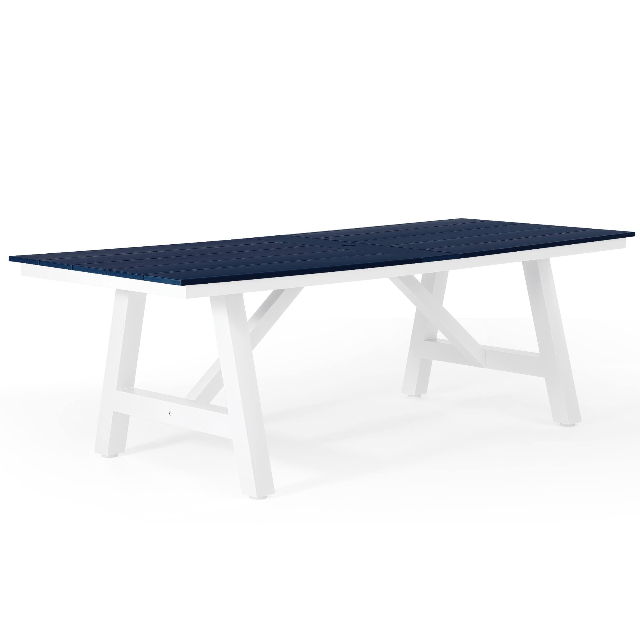 Back. WestinTrends - WestinTrends Cape May 7-Piece HDPE Outdoor Furniture Patio Dining Table With Umbrella Hole and Chairs Set For 6 - Navy Blue.