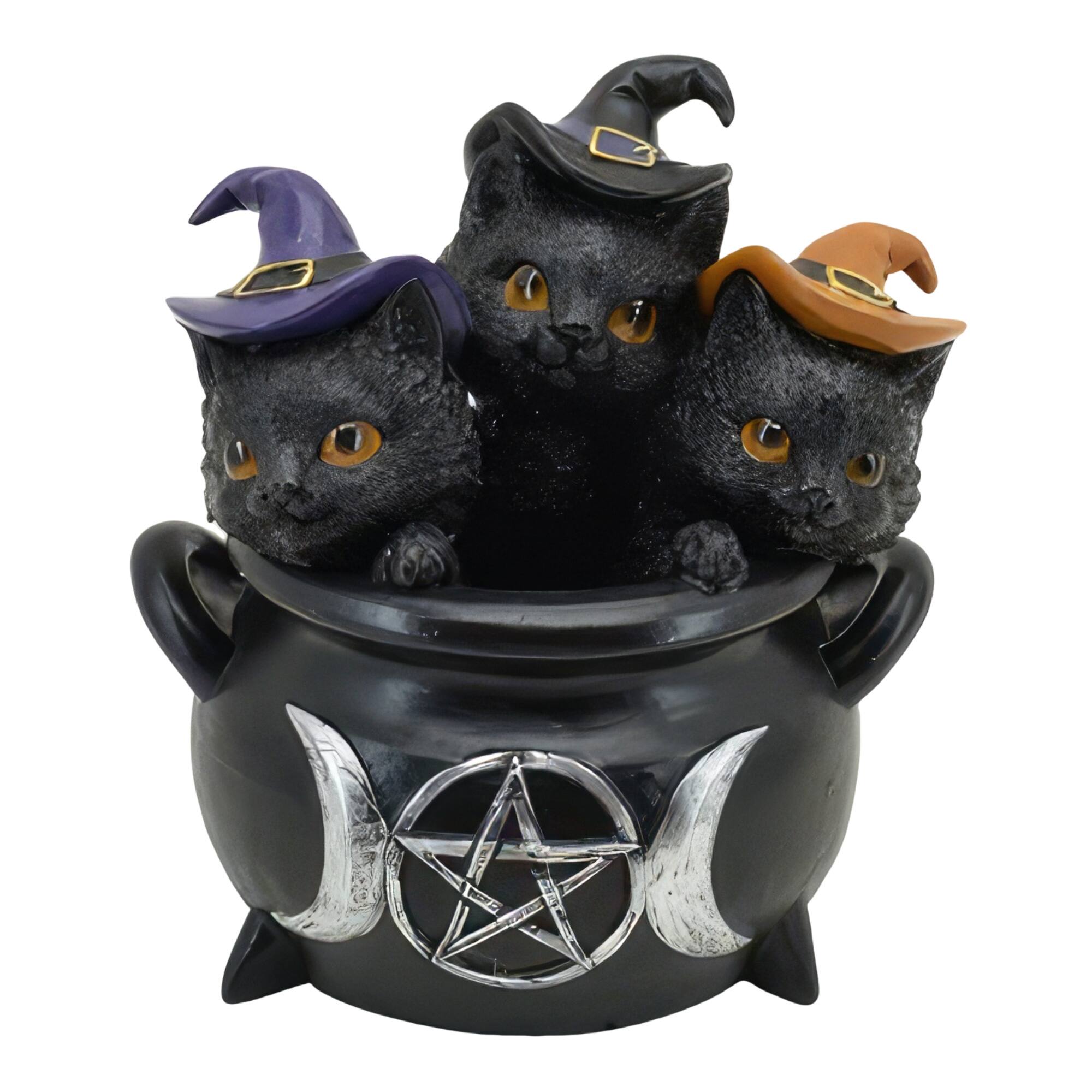 Front. FC Design - FC Design 5.75"H LED 3 Kittens in Cauldron Figurine Statue Office Desk Tabletop Home Decor Gift - Multi-Color.