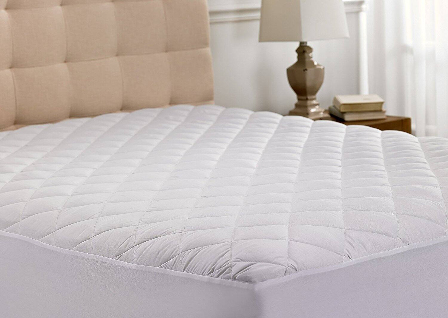 Left. BeautySleep - Beauty Sleep Quilted Hypoallergenic Mattress Pad - Standard.