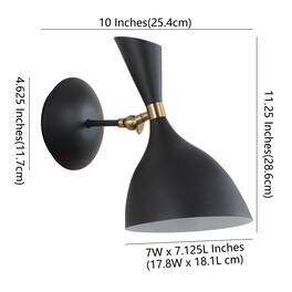 Jonathan Y - Josef 10" Iron Retro LED Wall Sconce, Black - Black/Brass Gold
