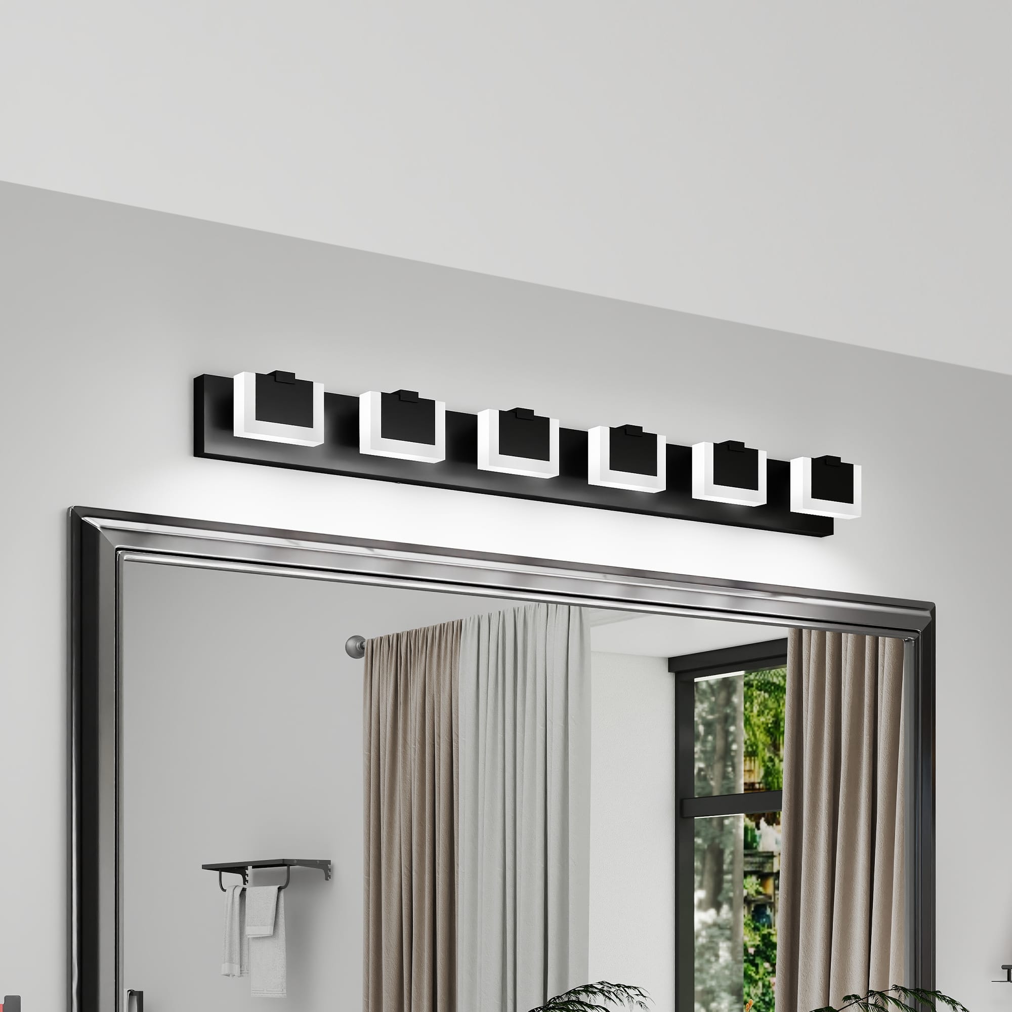 HOMLUX - 45.67 in. 6 Lights Black LED Vanity Light Bar with Acrylic Shade price history on PriceWatchPro