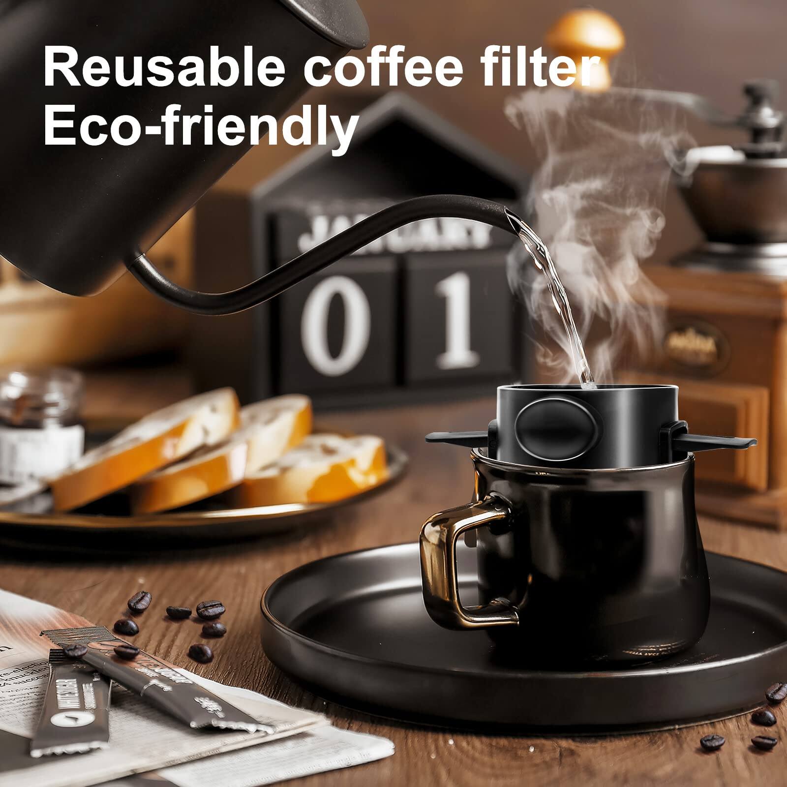 Reusable coffee filter  
Eco-friendly