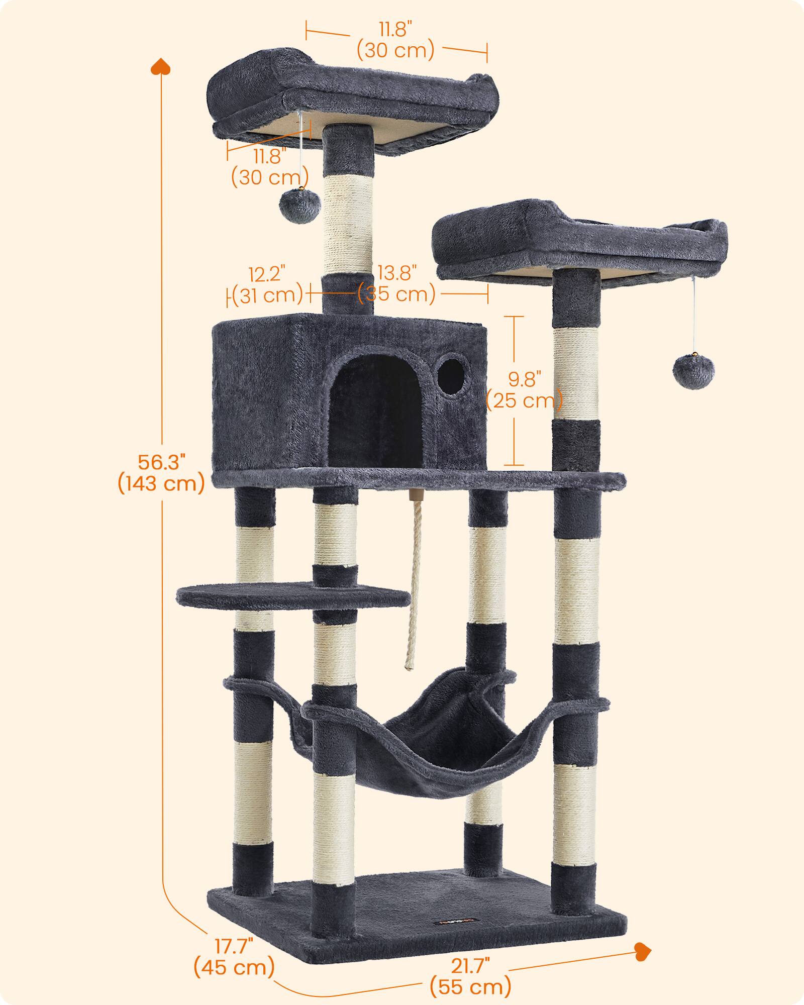 11.8" (30 cm)  
11.8" (30 cm)  
12.2" (31 cm) + 56.3" (143 cm)  
13.8" (35 cm)  
9.8" (25 cm)  
17.7" (45 cm)  
21.7" (55 cm)