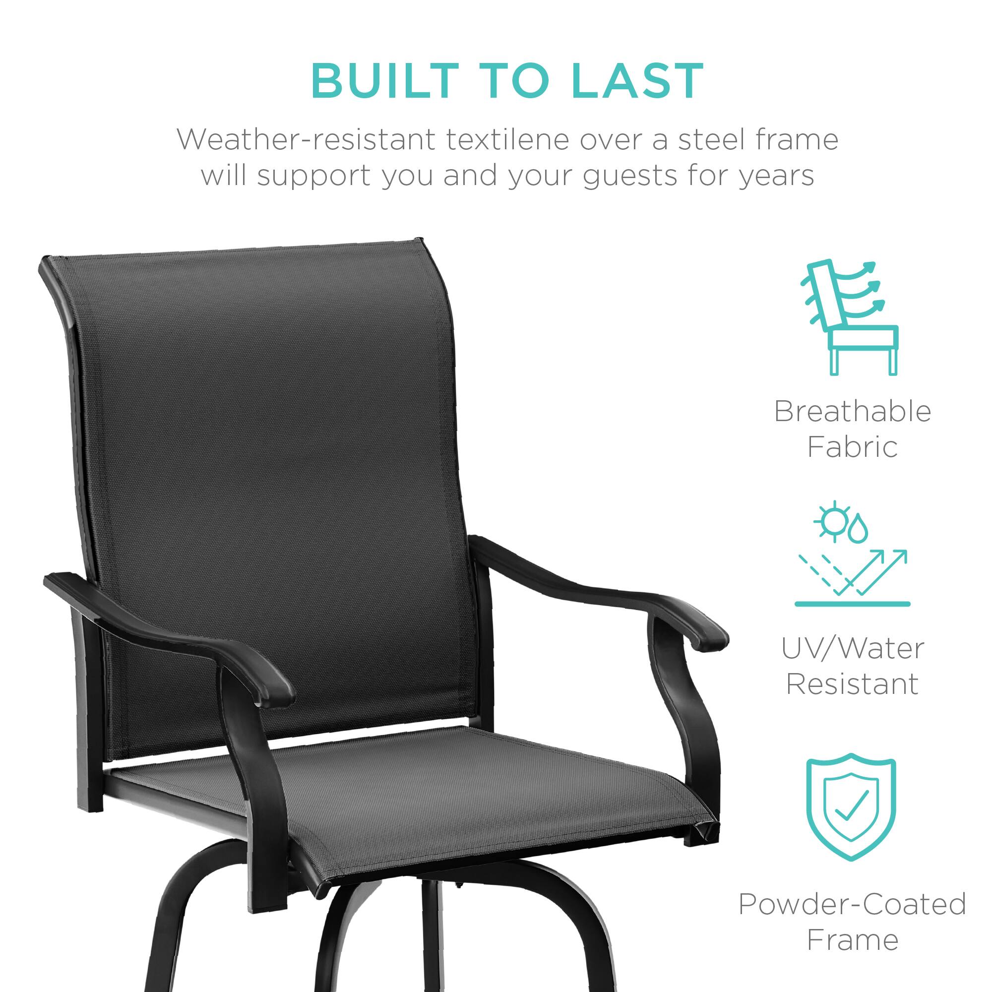 BUILT TO LAST  
Weather-resistant textilene over a steel frame will support you and your guests for years  

- Breathable Fabric  
- UV/Water Resistant  
- Powder-Coated Frame