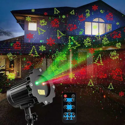 Front. Dazzed Corner - Christmas Laser Projector Lights, 8 Patterns with Remote Control - Black.