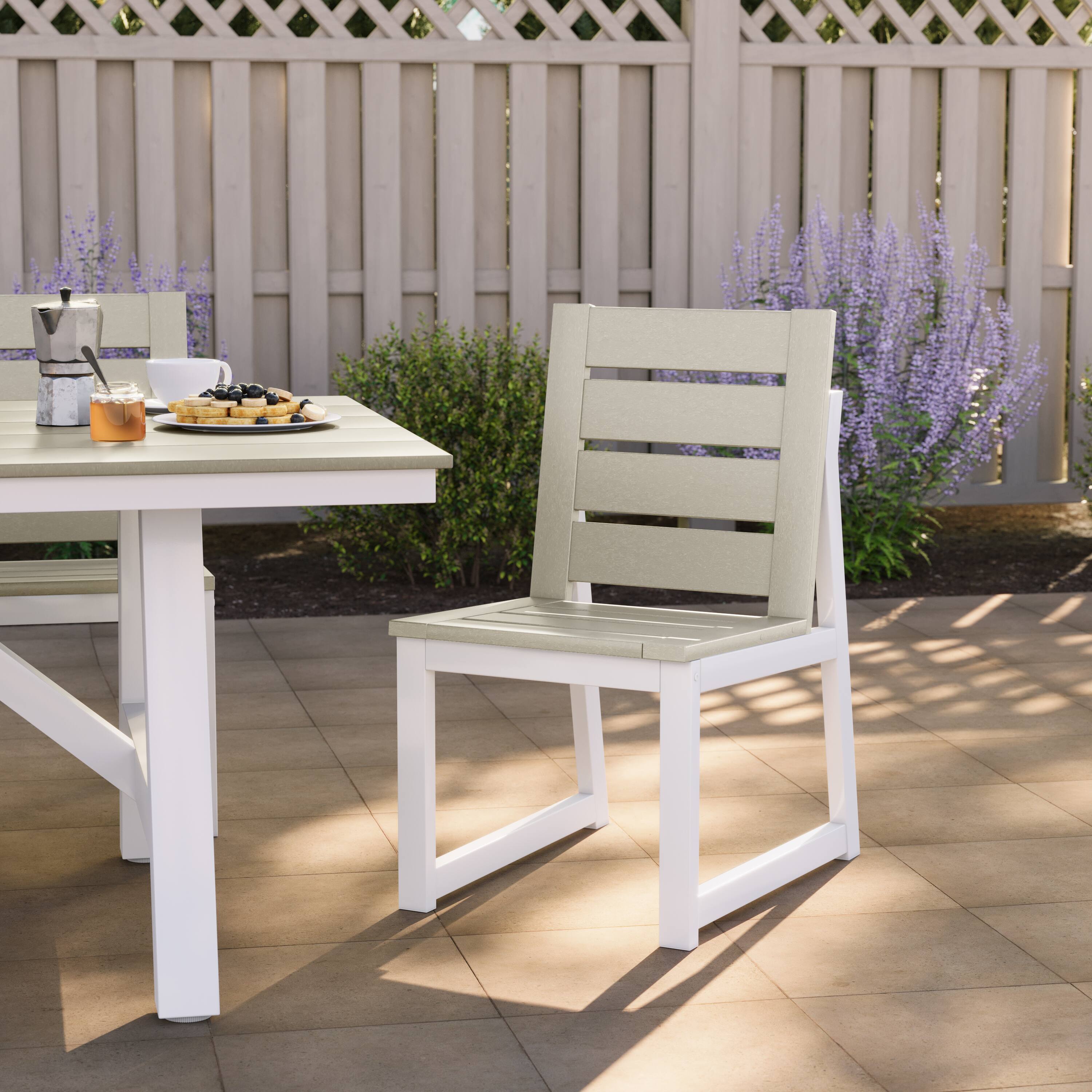 Angle. WestinTrends - WestinTrends Cape May HDPE Outdoor Patio Dining Side Chair - Sand.