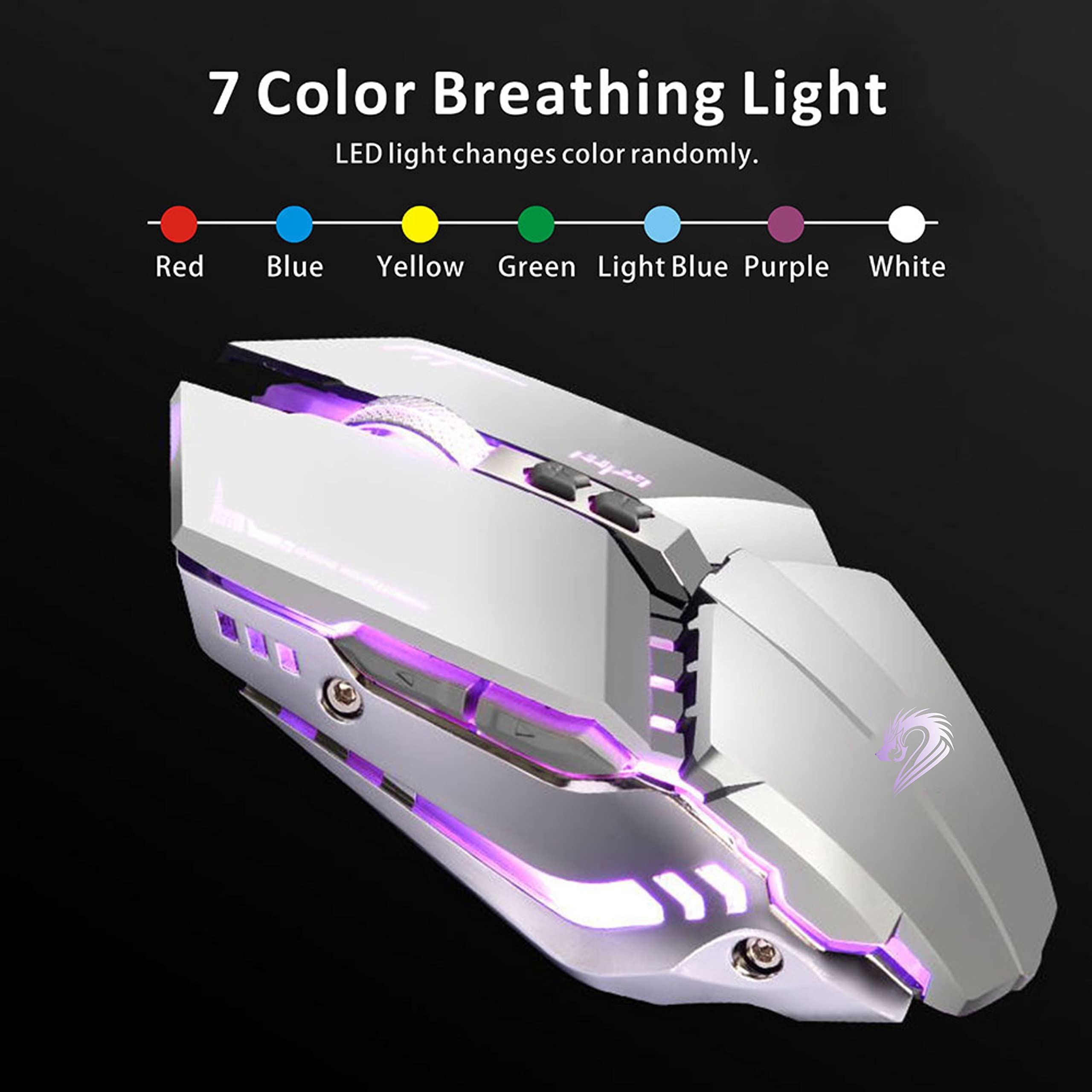 7 Color Breathing Light  
LED light changes color randomly.  
Red Blue Yellow Green Light Blue Purple White