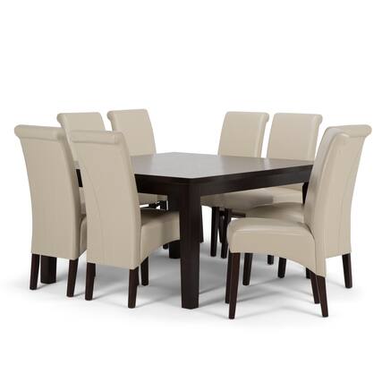 Front. Simpli Home - Avalon / Eastwood 9-Piece Dining Set - Satin Cream.