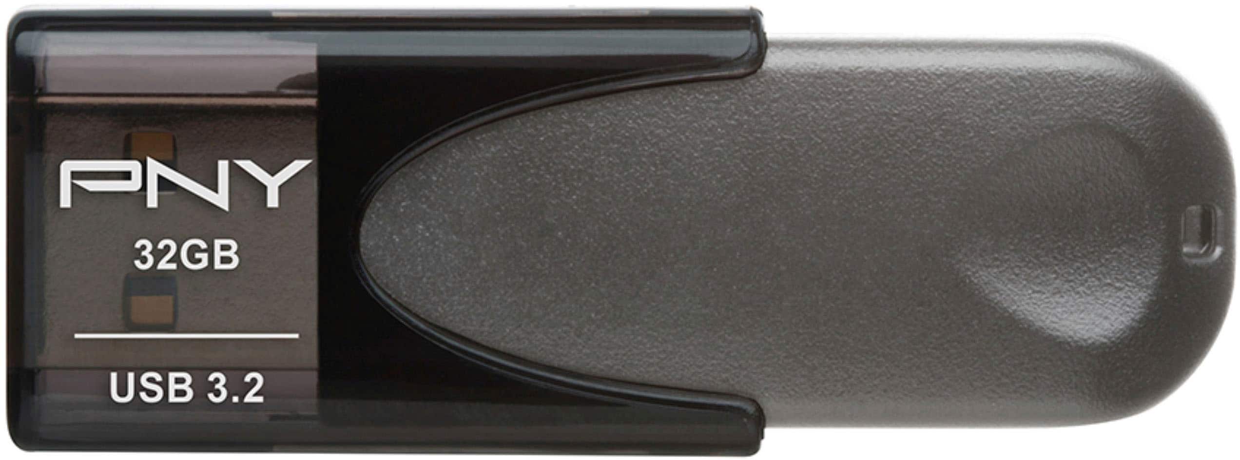 Front. PNY - Elite Turbo Attache 4 32GB USB 3.2 Flash Drive - Black.
