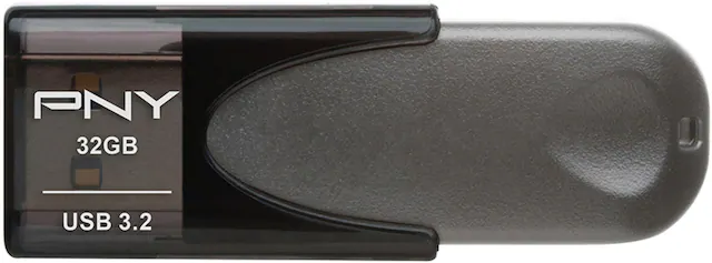 Front. PNY - Elite Turbo Attache 4 32GB USB 3.2 Flash Drive - Black.